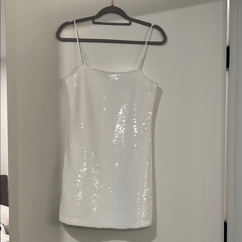 Abercrombie & Fitch White Sequin Mini Dress